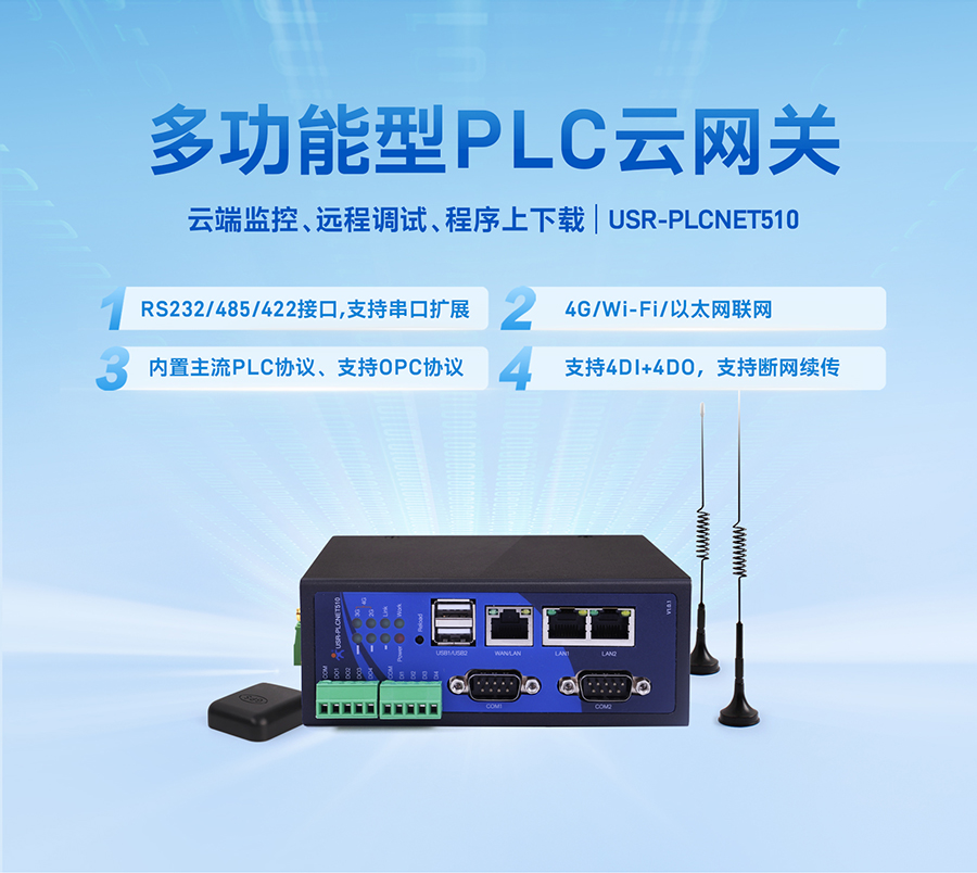 PLC云網(wǎng)關支持RS485/232/422轉以太網(wǎng)_wifi_4G網(wǎng)絡聯(lián)網(wǎng)